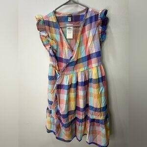 Tea Collection Feliz Familia Plaid Wrap Dress